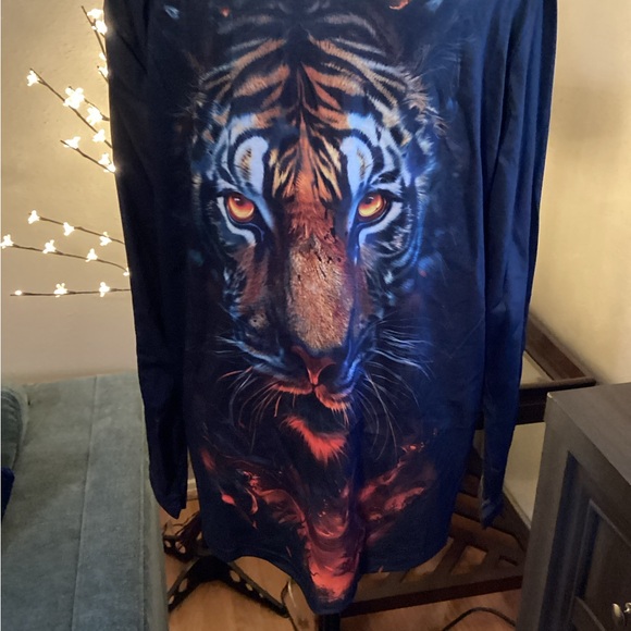 Blue Tiger Print Long Sleeve Top - Picture 3 of 10
